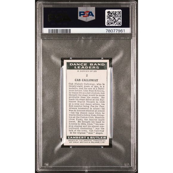 1936 Lambert & Butler Cab Calloway PSA 4 Minnie the Moocher Singer Bandleader - Picture 3 of 4